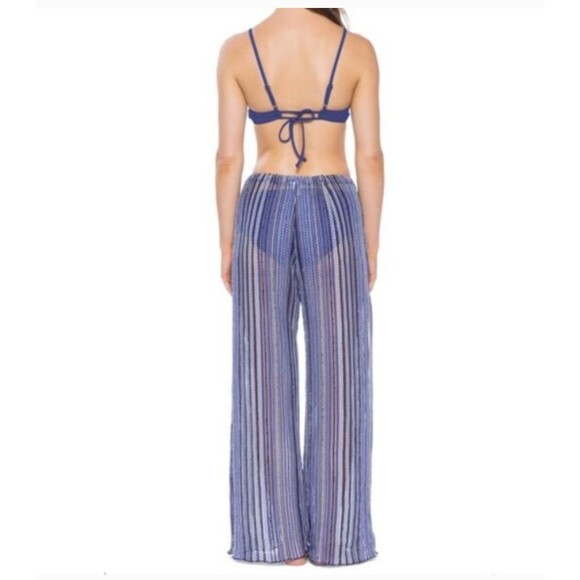 Becca by Rebecca Virtue Pierside Cover Up Flyaway Pants Blue Stripes Size 2X 22 - Picture 3 of 12